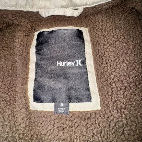 Hurley Men's Sherpa Lined Utility Military Jacket Tan Size S Casual Mid-Length - Picture 4 of 14